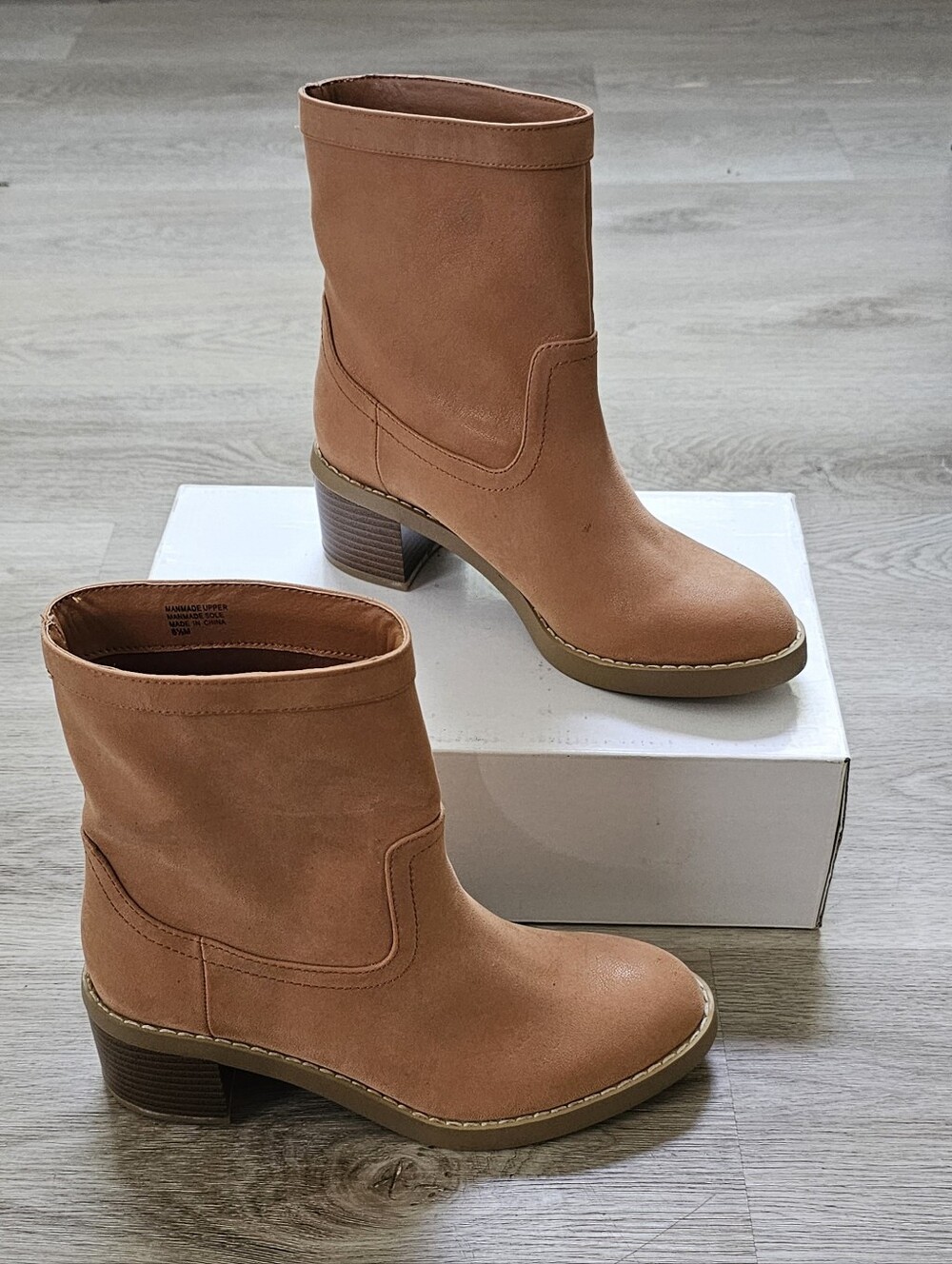 LOFT Women’s Tan Brown Mid Calf Block Heel Boots Size 8